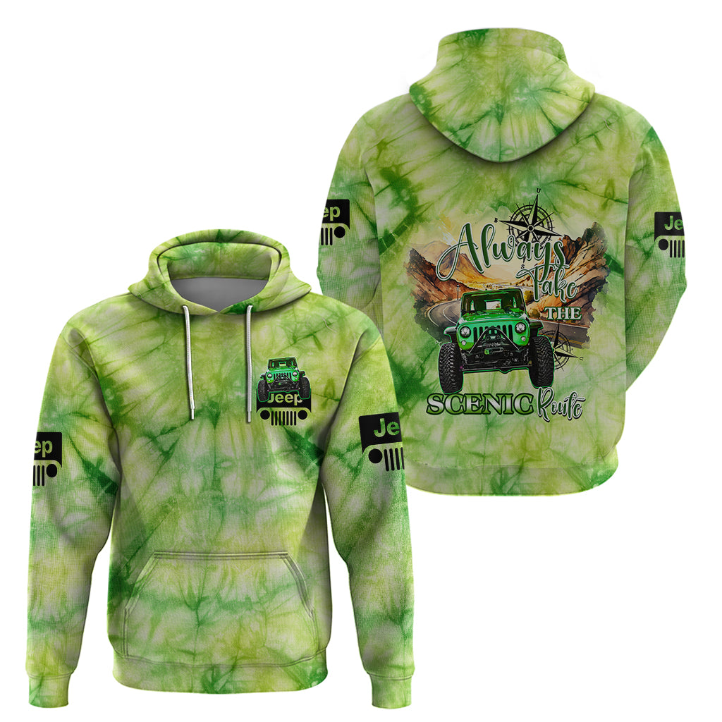 green-jeep-tie-dye-hoodie-always-take-the-scenic-route
