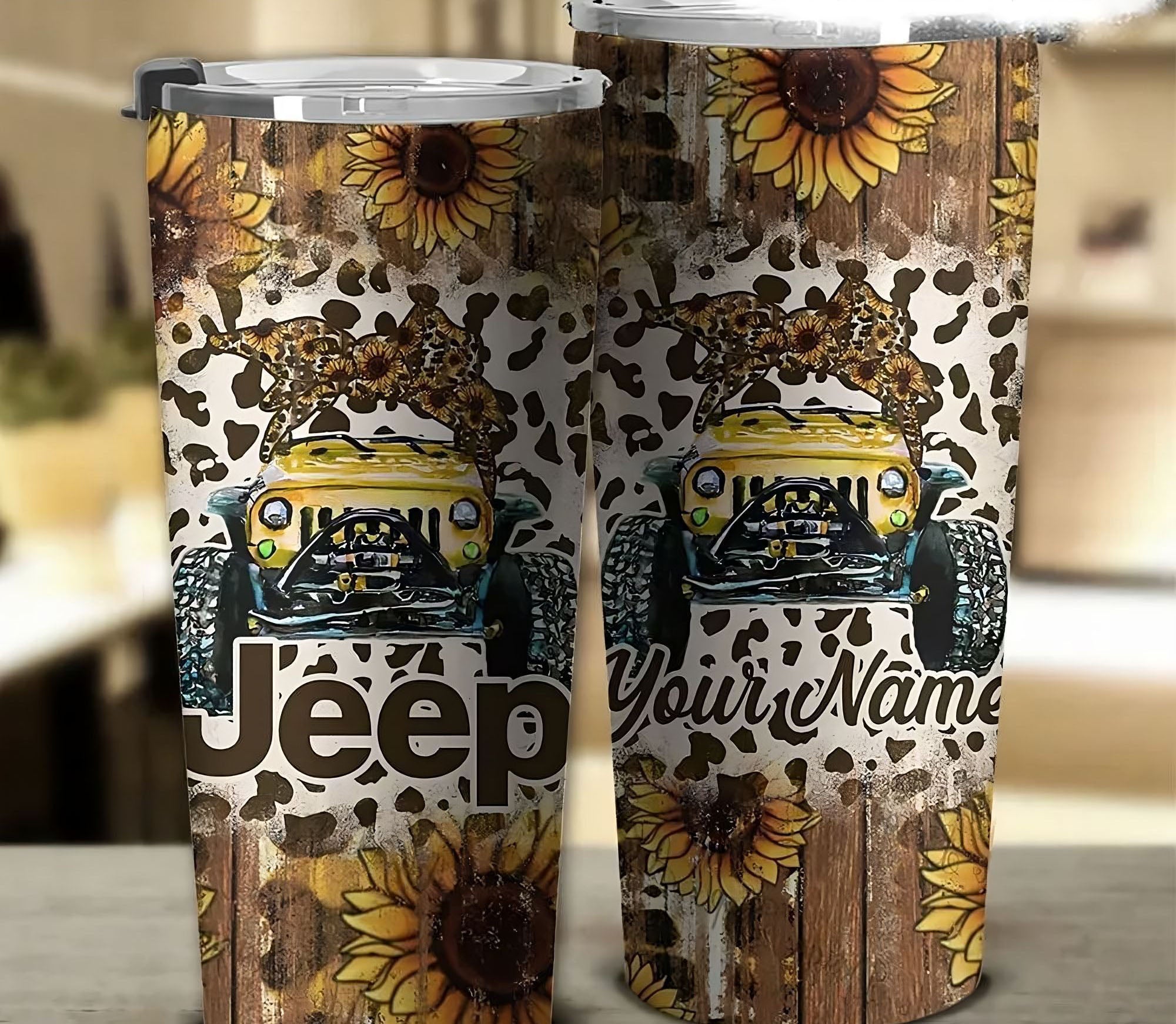 personalized-jeep-sunflower-wood-tumbler