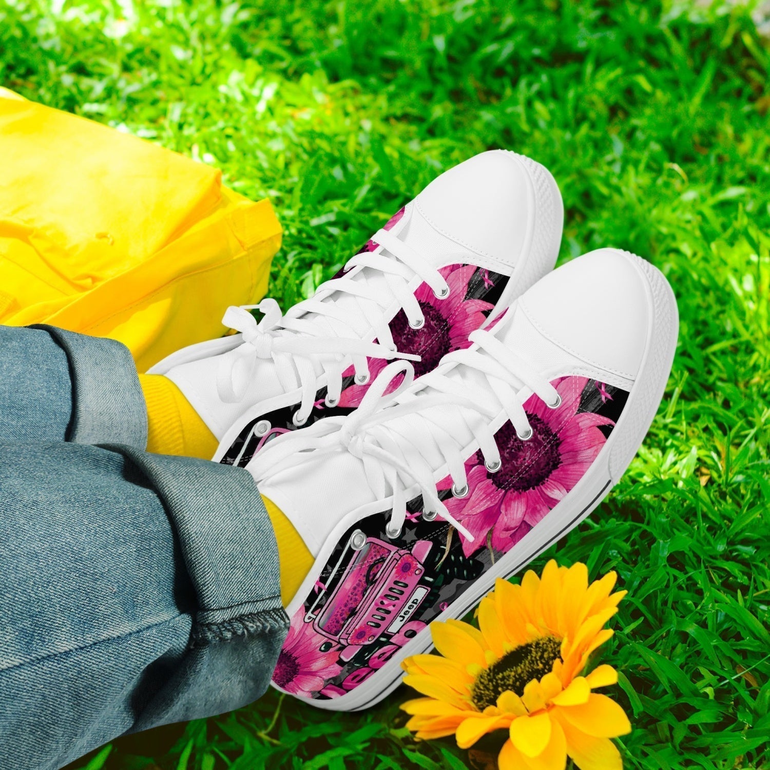 jeep-sunflower-breast-cancer-high-top-canvas-shoes