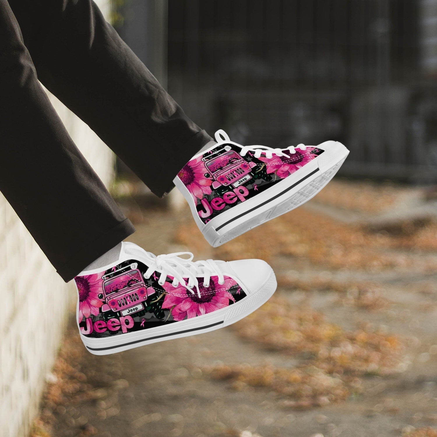 jeep-sunflower-breast-cancer-high-top-canvas-shoes