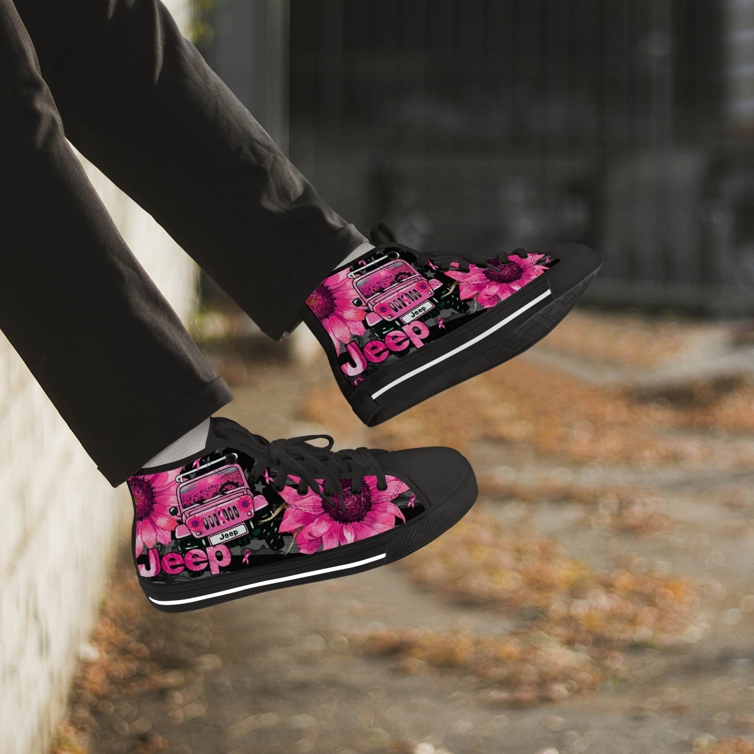 jeep-sunflower-breast-cancer-high-top-canvas-shoes