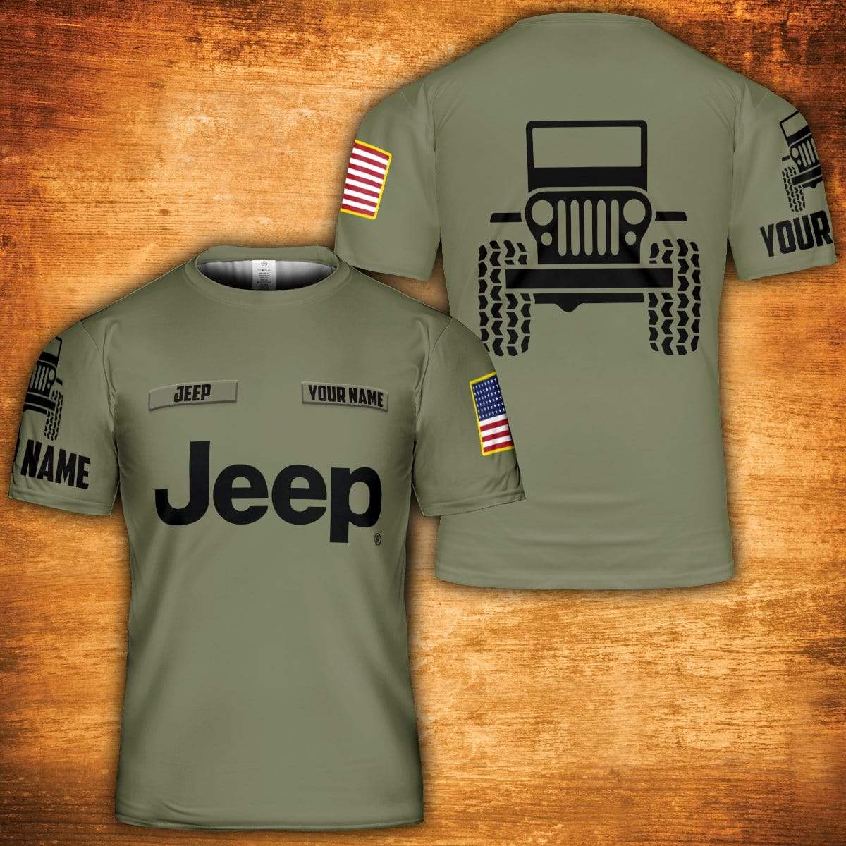 custom-name-simple-jeep-olive-military-color-unisex-3d-t-shirt