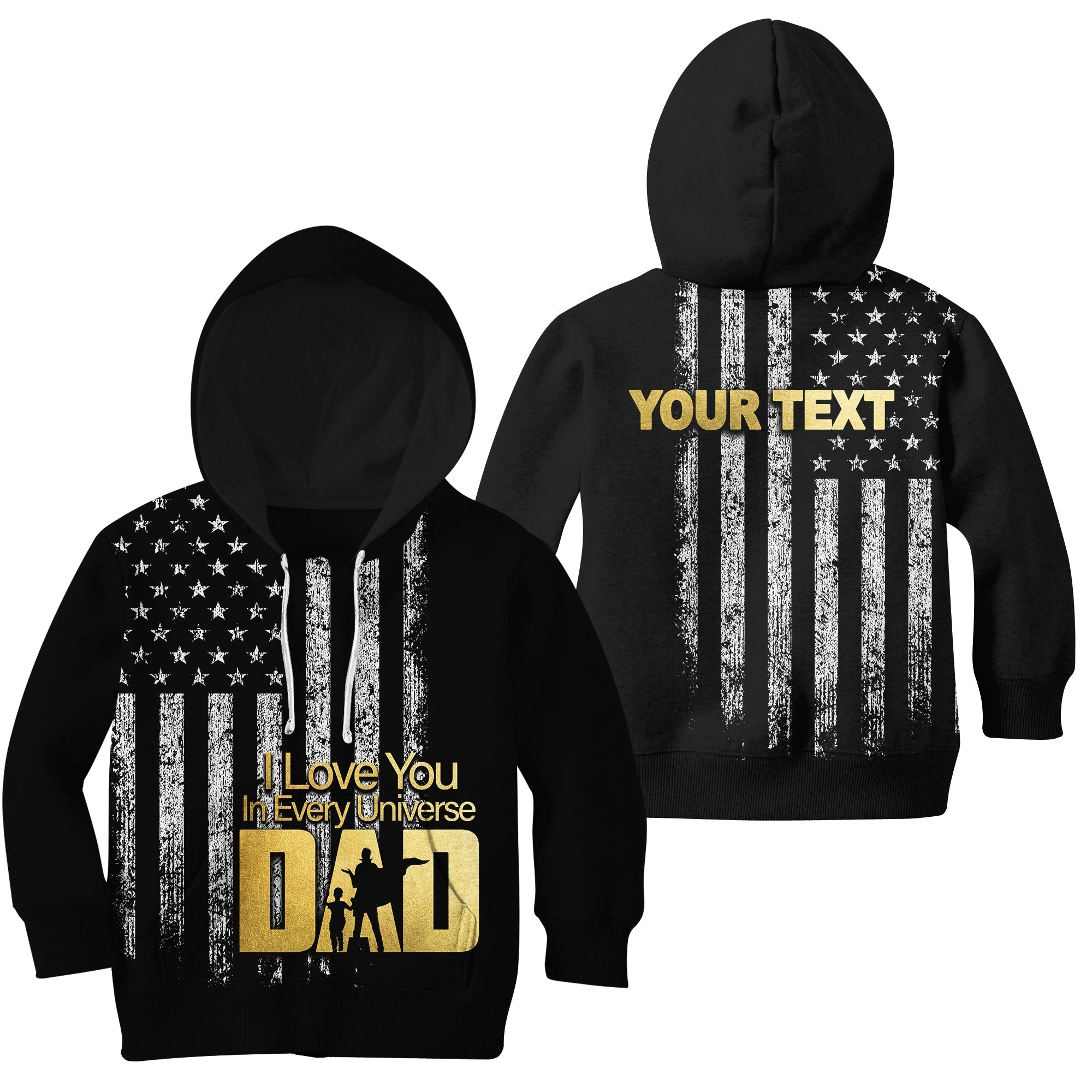 (Custom Personalised) American Flag Father Day Hoodie KID